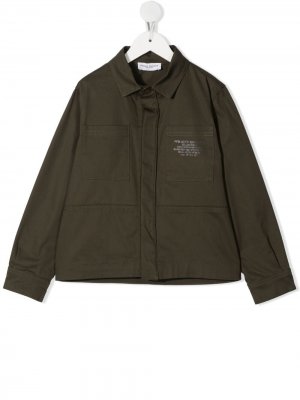 Куртка-рубашка с логотипом Paolo Pecora Kids. Цвет: зеленый