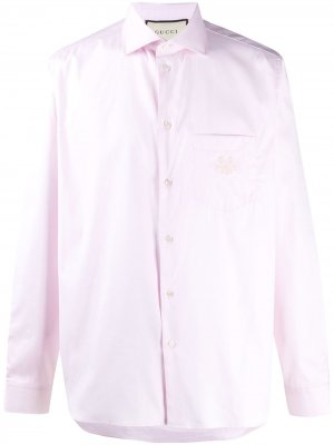 Рубашка с вышитым логотипом Gucci. Цвет: розовый