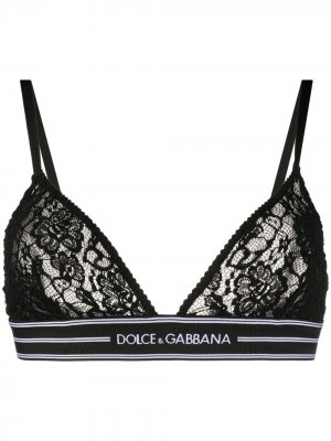 Кружевной бюстгальтер с треугольными чашками Dolce & Gabbana. Цвет: черный