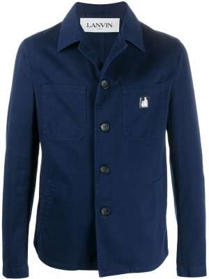 Куртка-рубашка с нашивкой-логотипом LANVIN. Цвет: синий