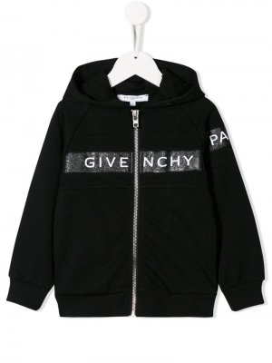 Худи на молнии с логотипом Givenchy Kids. Цвет: черный