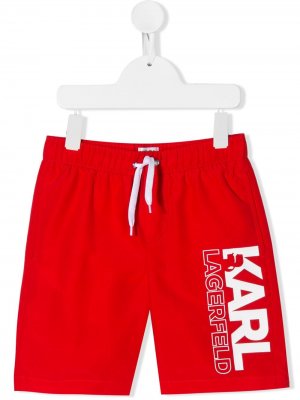 Плавки-шорты с логотипом Karl Lagerfeld Kids. Цвет: красный