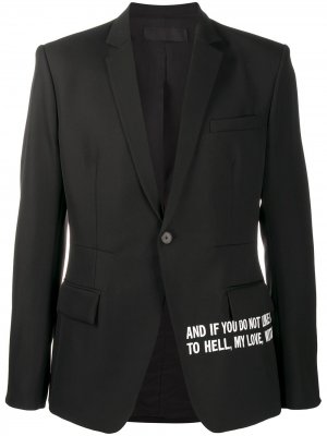 Однобортный пиджак с надписью Haider Ackermann. Цвет: черный