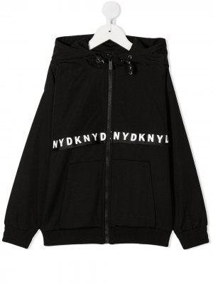Куртка с капюшоном и логотипом Dkny Kids. Цвет: черный