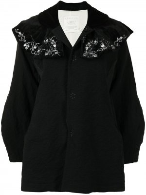 Пальто с вышивкой на воротнике Renli Su. Цвет: черный