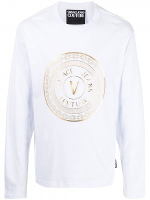 Футболка с длинными рукавами и логотипом Versace Jeans Couture. Цвет: белый