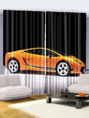 Комплект фотоштор из полиэстера высокой плотности Оранжевый автомобиль, 290*265 см Magic Lady. Цвет: оранжевый, светло-серый