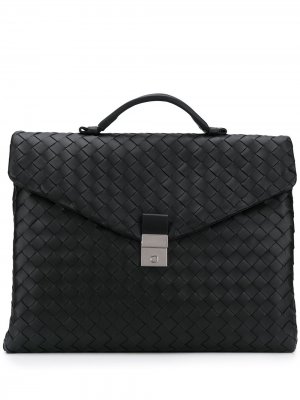 Портфель с плетением Intrecciato Bottega Veneta. Цвет: черный