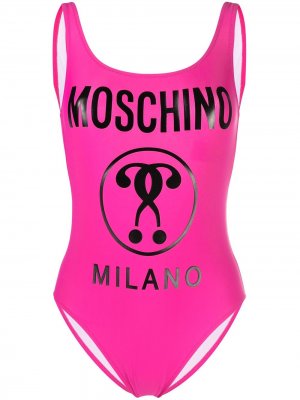 Купальник с открытой спиной и логотипом Moschino. Цвет: розовый