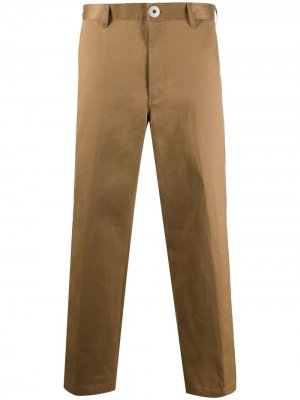 Прямые брюки средней посадки LANVIN. Цвет: коричневый