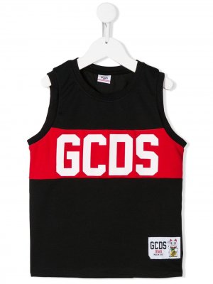 Топ без рукавов с логотипом Gcds Kids. Цвет: черный
