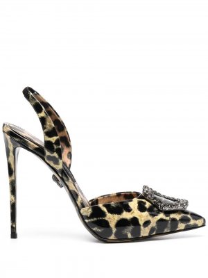 Лакированные туфли с леопардовым принтом Philipp Plein. Цвет: черный