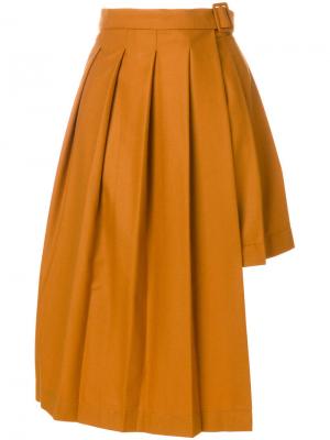 Плиссированная юбка с асимметричным подолом Marios. Цвет: жёлтый и оранжевый