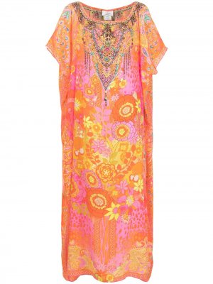 Платье-кафтан с открытыми плечами Camilla. Цвет: оранжевый