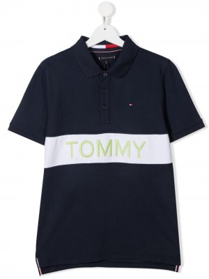 Рубашка поло с логотипом Tommy Hilfiger Junior. Цвет: синий