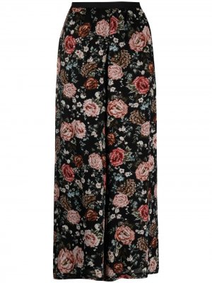 Широкие брюки с цветочным принтом Antonio Marras. Цвет: черный