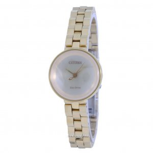 Женские часы  Ambiluna с циферблатом цвета шампанского золотистого из нержавеющей стали Eco-Drive EW5502-51P Citizen