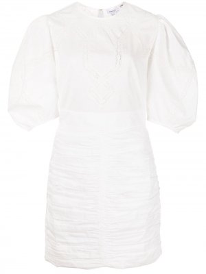 Платье со сборками и объемными рукавами Rhode Resort. Цвет: белый