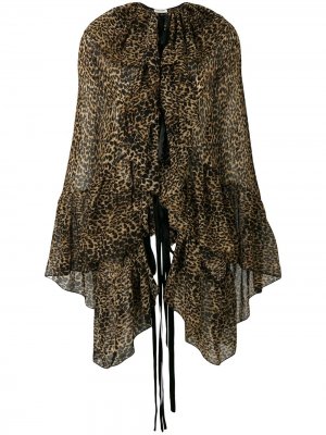 Блузка с леопардовым узором Saint Laurent. Цвет: нейтральные цвета