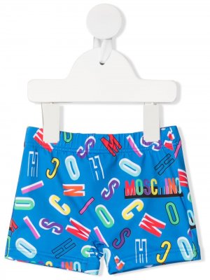 Плавки-шорты с логотипом Moschino Kids. Цвет: синий