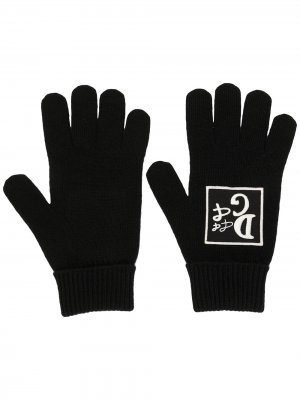 Перчатки с вышитым логотипом Dolce & Gabbana. Цвет: черный