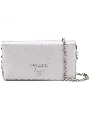 Saffiano wallet bag Prada. Цвет: металлик