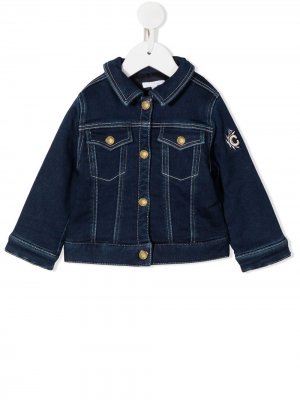 Джинсовая куртка с вышитым логотипом Chloé Kids. Цвет: синий