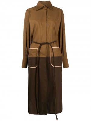 Платье-рубашка с поясом Fendi. Цвет: коричневый