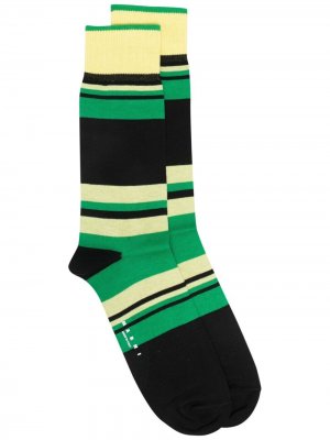 Носки в полоску с логотипом Marni. Цвет: зеленый