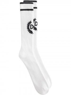 Носки в рубчик с логотипом Dolce & Gabbana. Цвет: белый