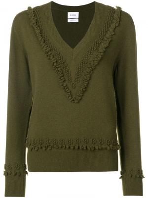 Пуловер с V-образным вырезом и вышивкой Barrie. Цвет: зеленый