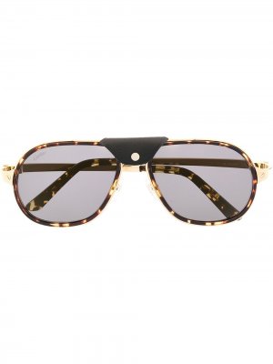 Солнцезащитные очки-авиаторы черепаховой расцветки Cartier Eyewear. Цвет: золотистый
