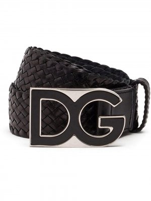 Плетеный ремень с пряжкой DG Dolce & Gabbana. Цвет: черный