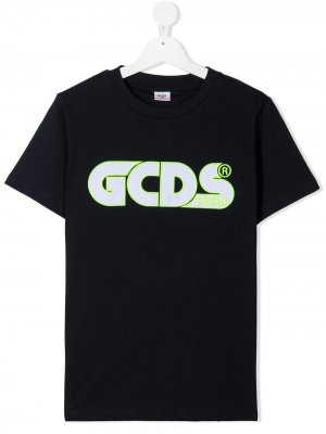 Футболка с вышитым логотипом Gcds Kids. Цвет: синий