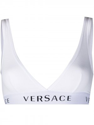 Бюстгальтер с треугольными чашками и логотипом Versace. Цвет: белый