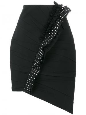 Асимметричная юбка длины мини Saint Laurent. Цвет: черный