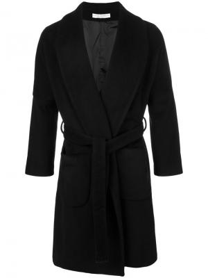 Однобортное пальто с поясом Lucio Vanotti. Цвет: чёрный