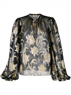 Блузка с цветочной вышивкой Saint Laurent. Цвет: черный