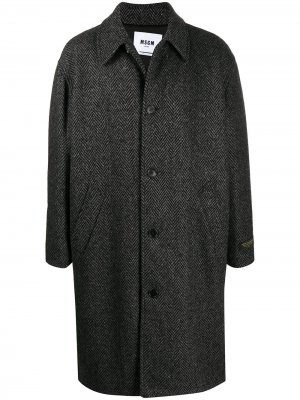 Однобортное пальто на пуговицах MSGM. Цвет: черный