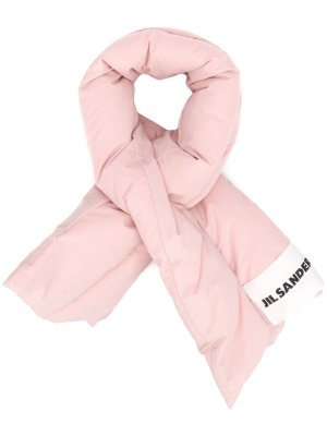 Дутый шарф с логотипом Jil Sander. Цвет: розовый