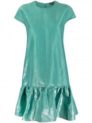 Атласное платье с оборками Aspesi. Цвет: зеленый