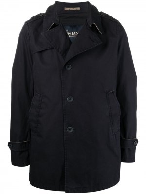 Однобортное пальто со смещенной застежкой Herno. Цвет: синий
