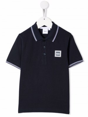 Рубашка поло с нашивкой-логотипом BOSS Kidswear. Цвет: синий