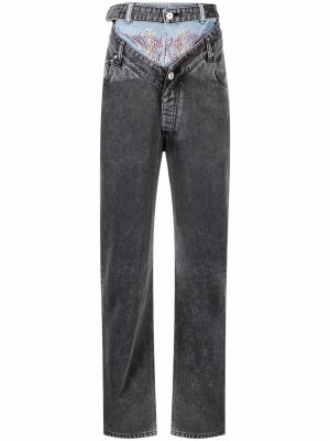 Многослойные джинсы Crystal прямого кроя Y/Project. Цвет: серый