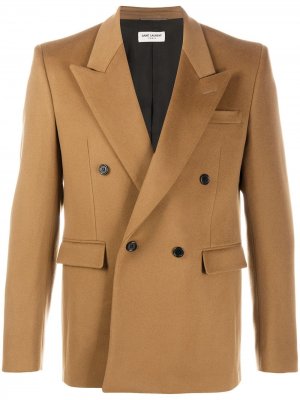 Двубортный пиджак Saint Laurent. Цвет: коричневый