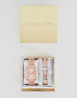 Подарочный набор с браслетом и часами цвета розового золота  MK3744 Ritz Michael Kors. Цвет: золотой