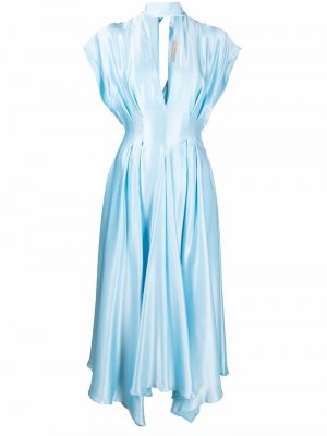 Атласное платье с драпировкой Materiel. Цвет: синий