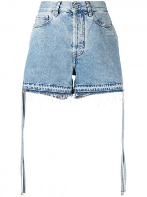 Джинсовые шорты с завязками сбоку Off-White. Цвет: синий