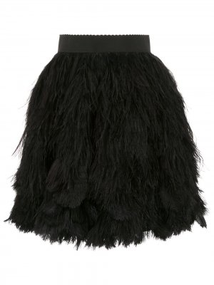 Юбка мини с перьями Dolce & Gabbana. Цвет: черный