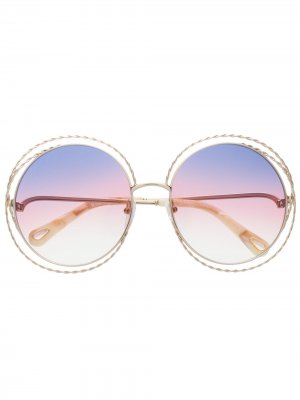 Солнцезащитные очки в круглой оправе Chloé Eyewear. Цвет: золотистый